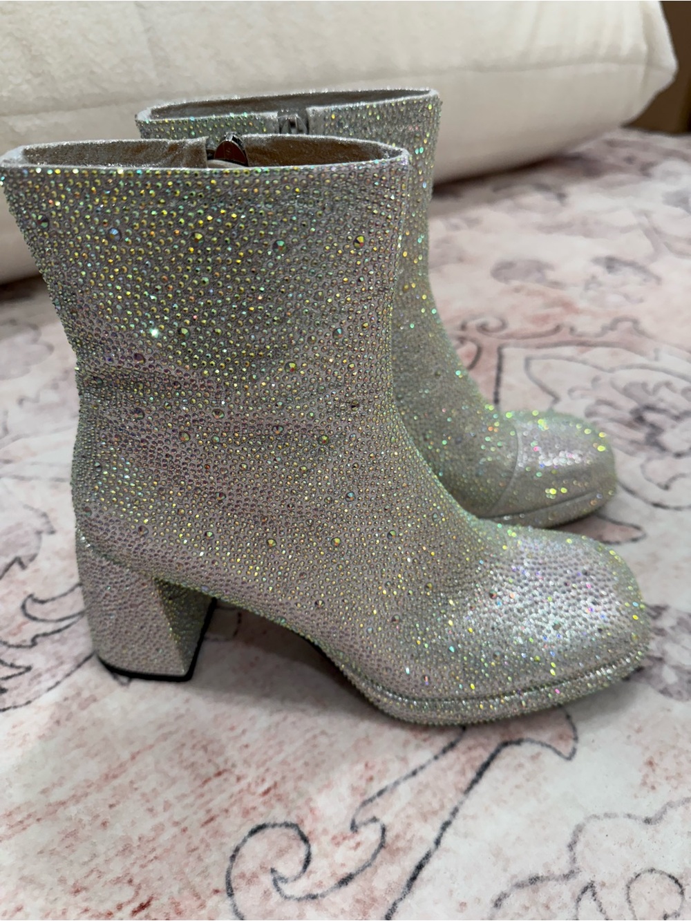 Women's Sparkle Crystal Ankle Boots - Silver